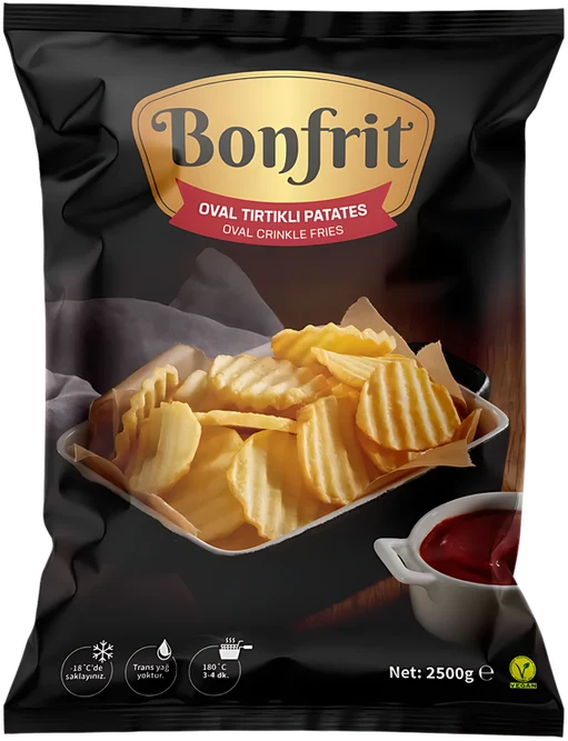 Bonfrit oval tırtıklı crinkle kesim donuk patates